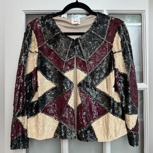 Parker Sequin Designer Jacket Sweater Women’s Size Small S Eras Tour Vibes